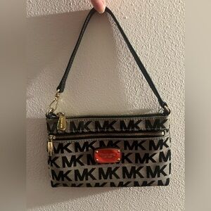 Michael Kors Black and Cream Logo Wristlet/Bag